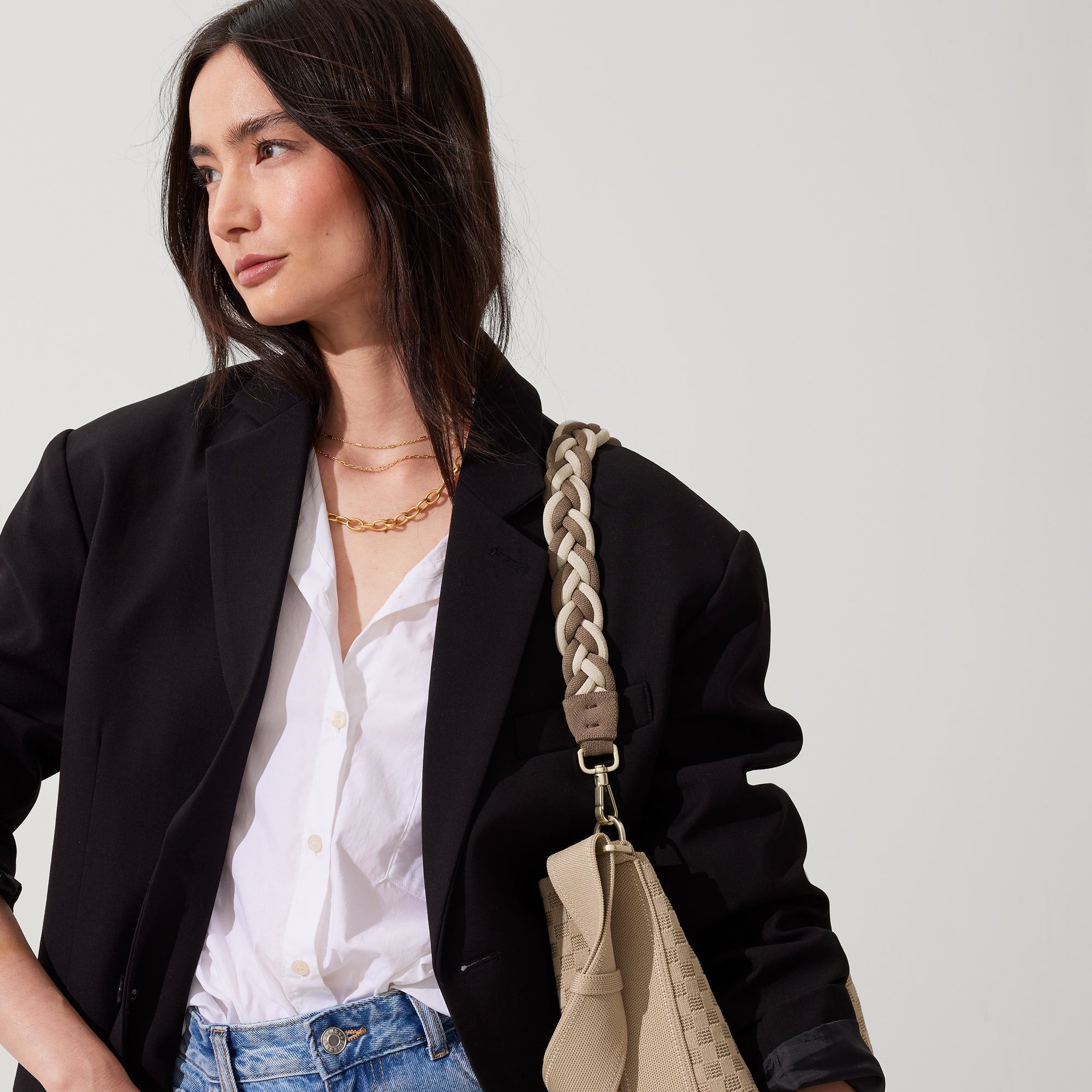 The Shoulder Strap - Cream and Cocoa Braid