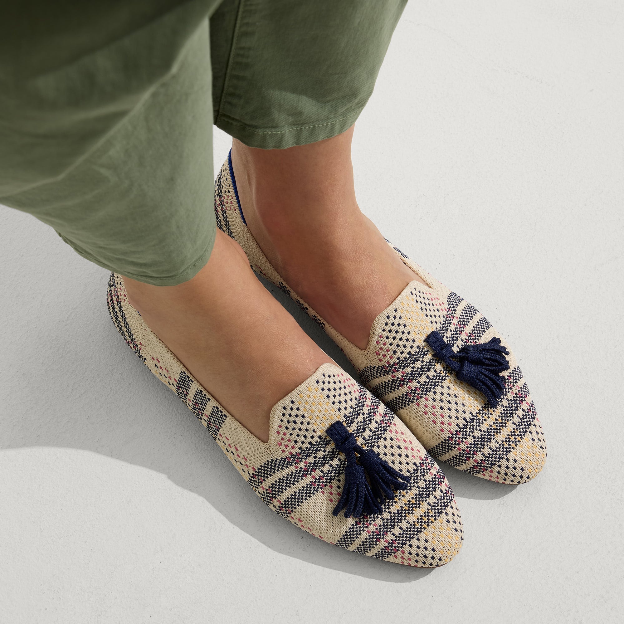 The Almond Tassel Loafer - Spring Plaid
