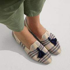 The Almond Tassel Loafer - Spring Plaid