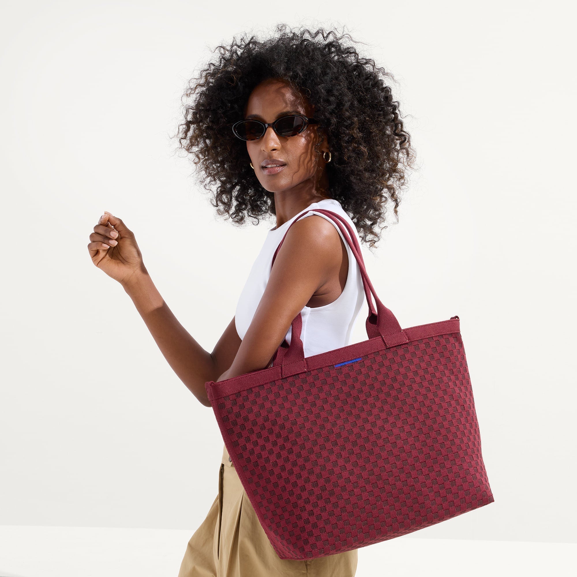 The Lightweight Zip Tote - Cabernet Check