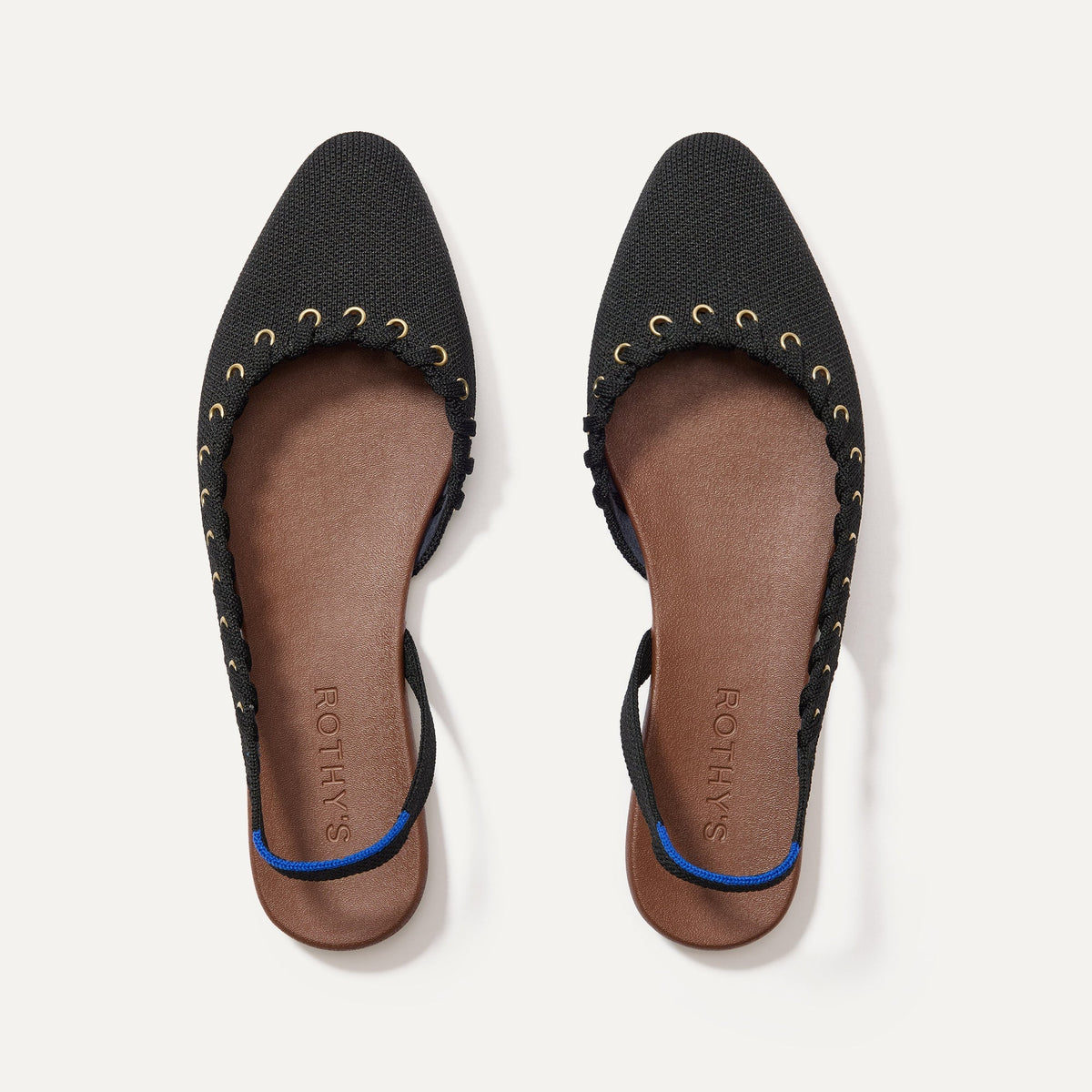 The Almond Slingback - Eyelet Black