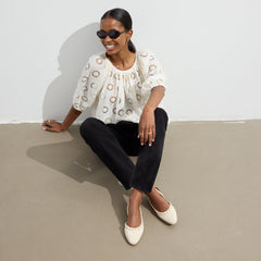 The Almond Slingback - Eyelet Ivory