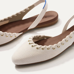 The Almond Slingback - Eyelet Ivory