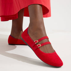 The ReVelvet™ Double Buckle Mary Jane - ReVelvet™ Red Crisp